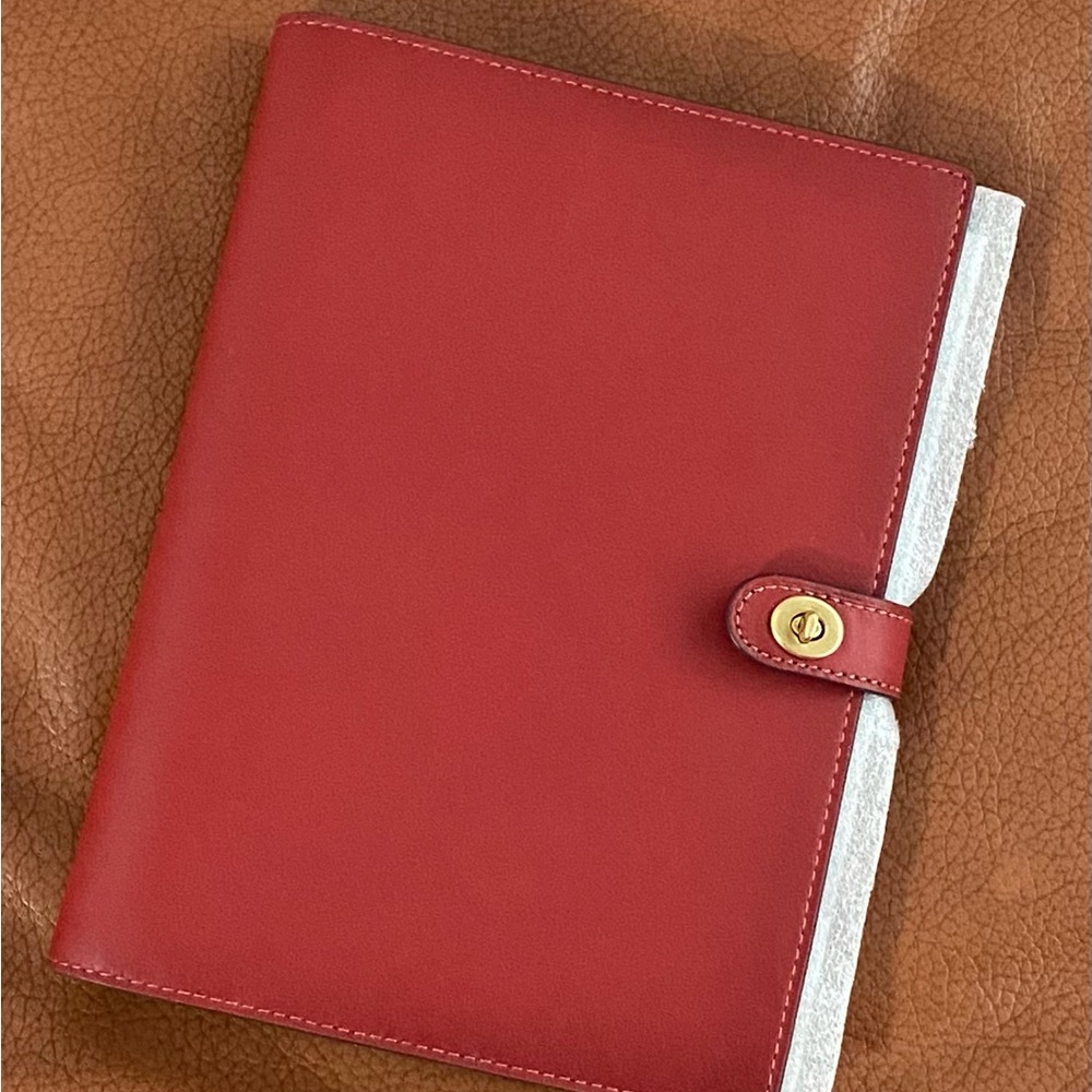 Coach Leather Turn-Lock Red Notebook & Refills Rare